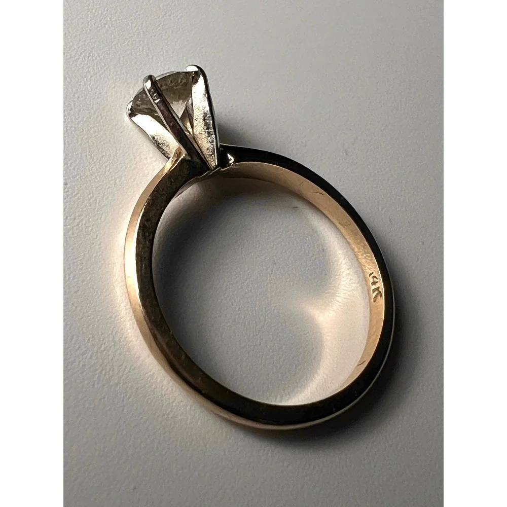 Estate 14K Gold 4-Prong Diamond Solitaire Ring Size 6.5